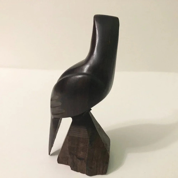 Vintage Hand Carved  Eagle Bird Hawk Wooden Statue 5.5 Inch Tall - Picture 13 of 14